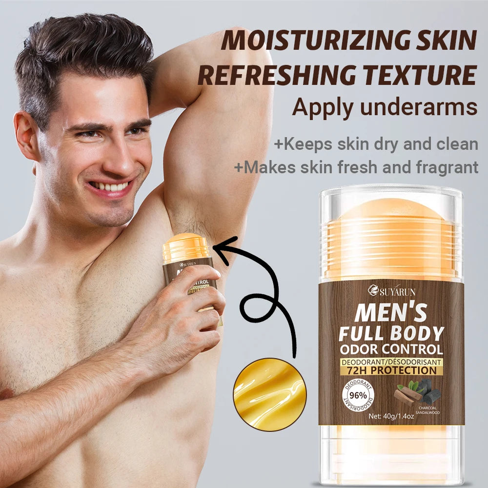 SUYARUN Men's Natural Deodorant Stick for Full Body Odor Protection, 72H Freshness, Sensitive Skin Safe, Travel-Friendly. Peaceful Pleasures Health and Wellness