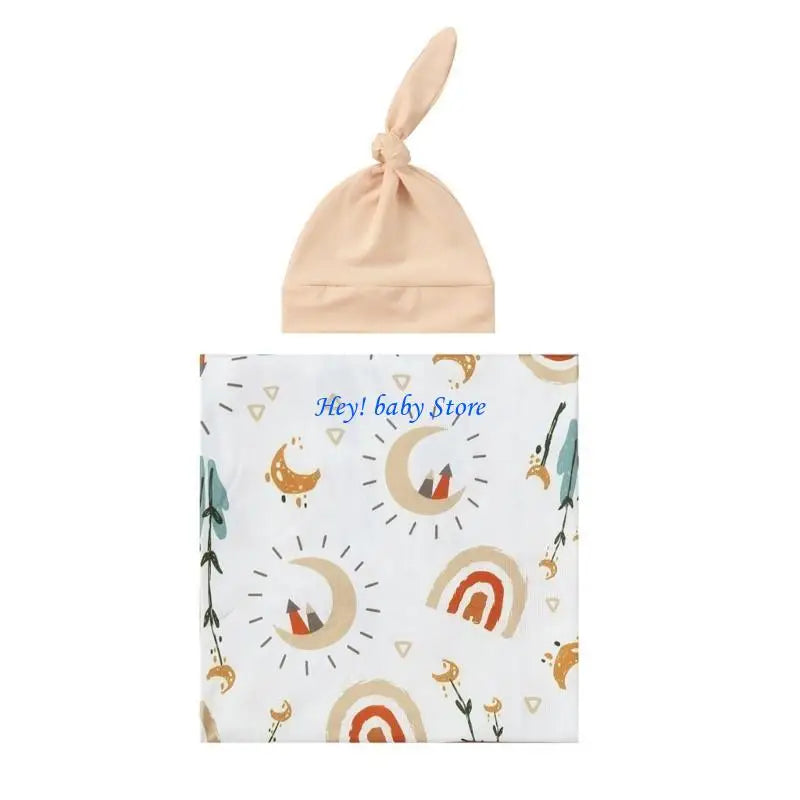 Bamboo Newborn Swaddle Blanket & Turban Hat Set | 25 Colors