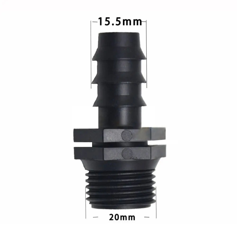 Practical Female Male Thread Garden Hose Barb Connector 16mm 20mm 25mm PE Screw Joint Irrigation Pipe Fitting Peaceful Pleasures Health and Wellness 16mmto1-2male thread