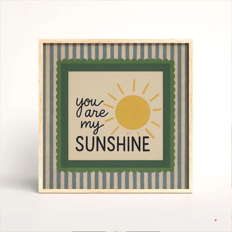 You Are My Sunshine Retro Quote Canvas Wall Art Print