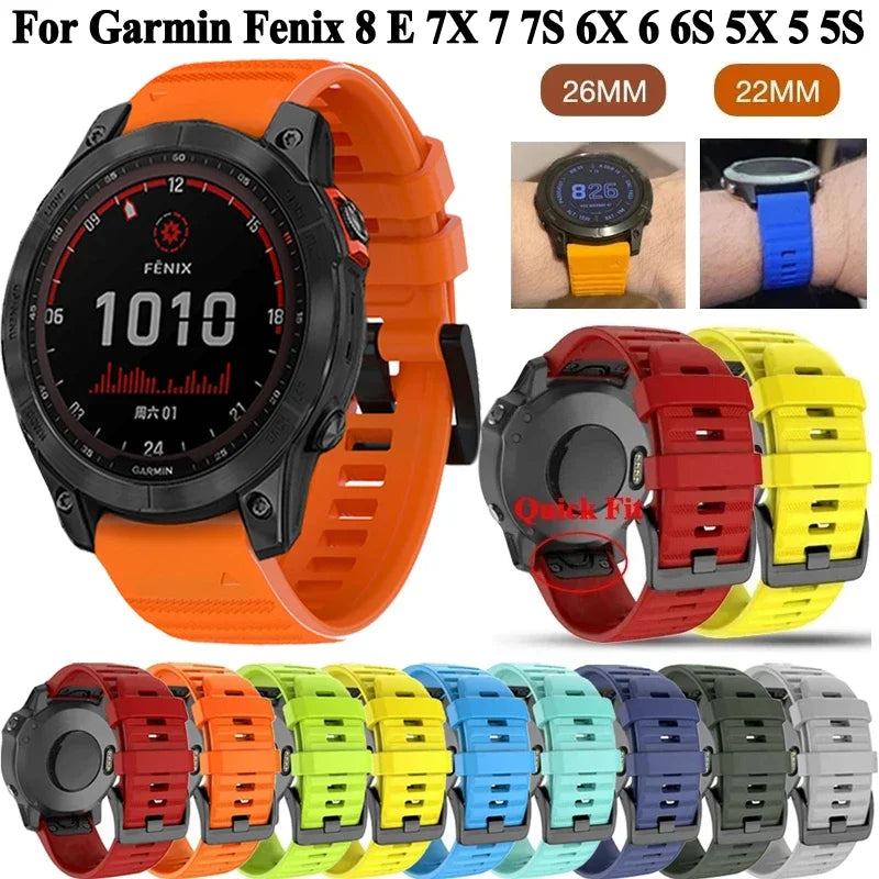 Silicone QuickFit Watch Band for Garmin Fenix 8 7X 6X – 22/26mm Peaceful Pleasures Health and Wellness