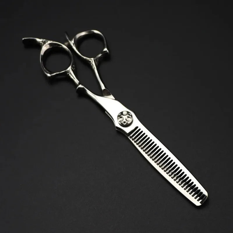 Customize Logo Japan 440c 6 '' Upscale Scissor Hollow Hair Scissors Cutting Barber Haircut Thinning Shears Hairdresser Scissors Peaceful Pleasures Health and Wellness