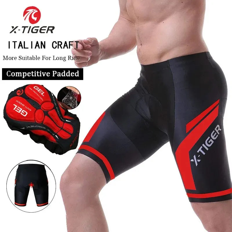 X-TIGER Men's Gel Pad Cycling Shorts – MTB & Road Bike
