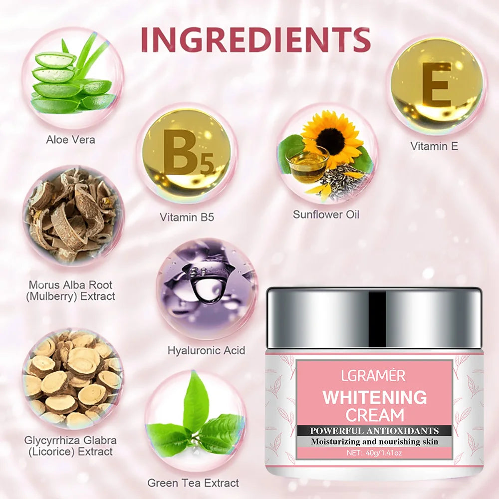 Body Whitening Cream Intimate Areas Underarm Knee Buttocks Private Bleach Remove Melanin Waterproof Brighten Nourish Cream Peaceful Pleasures Health and Wellness