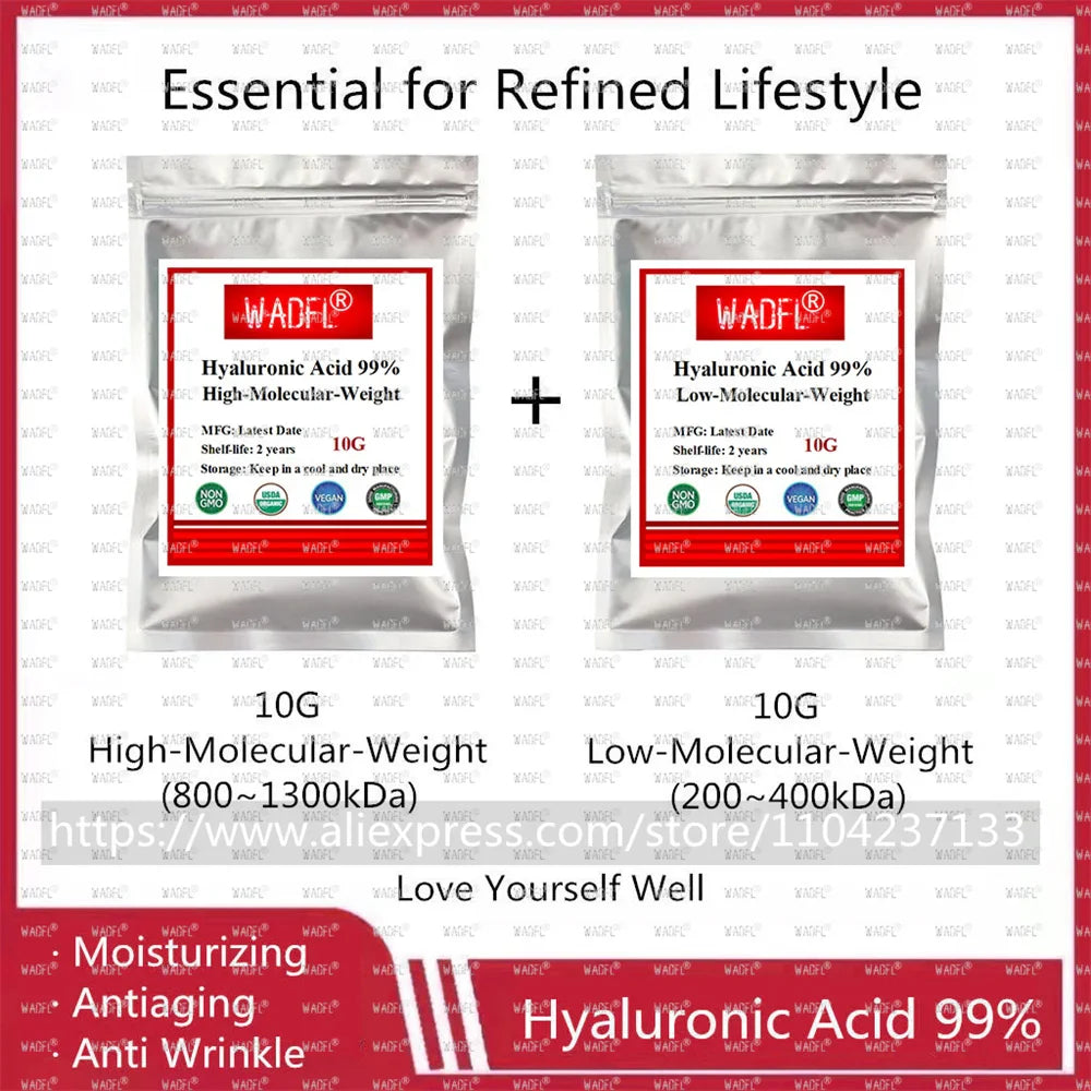 99% Pure Hyaluronic Acid Powder – High & Low Molecular Weight