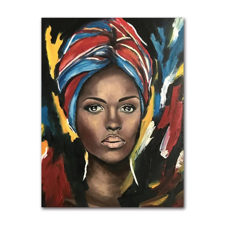 African Beauty Girl Canvas Wall Art | Modern Scandinavian Poster
