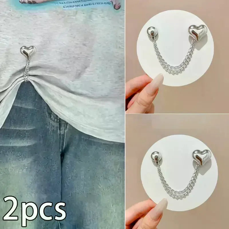 Magnetic Jean Buttons – Metal Clothing Clips with Chain (2pcs)
