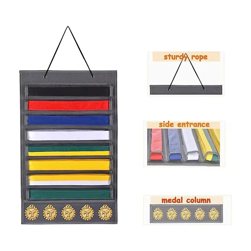 Martial Arts Belts Organizer Karate Belt Display Holder Durable Rack Wall Hanging Taekwondo Belt Storage for Muay Thai Mma Judo Peaceful Pleasures Health and Wellness