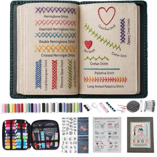 2026 Upgraded Embroidery Stitch Book Kit|Includes Embroidery Hoop,86 Tools,65 Water-Soluble Patterns &106 Stitches With Guides Peaceful Pleasures Health and Wellness Default Title