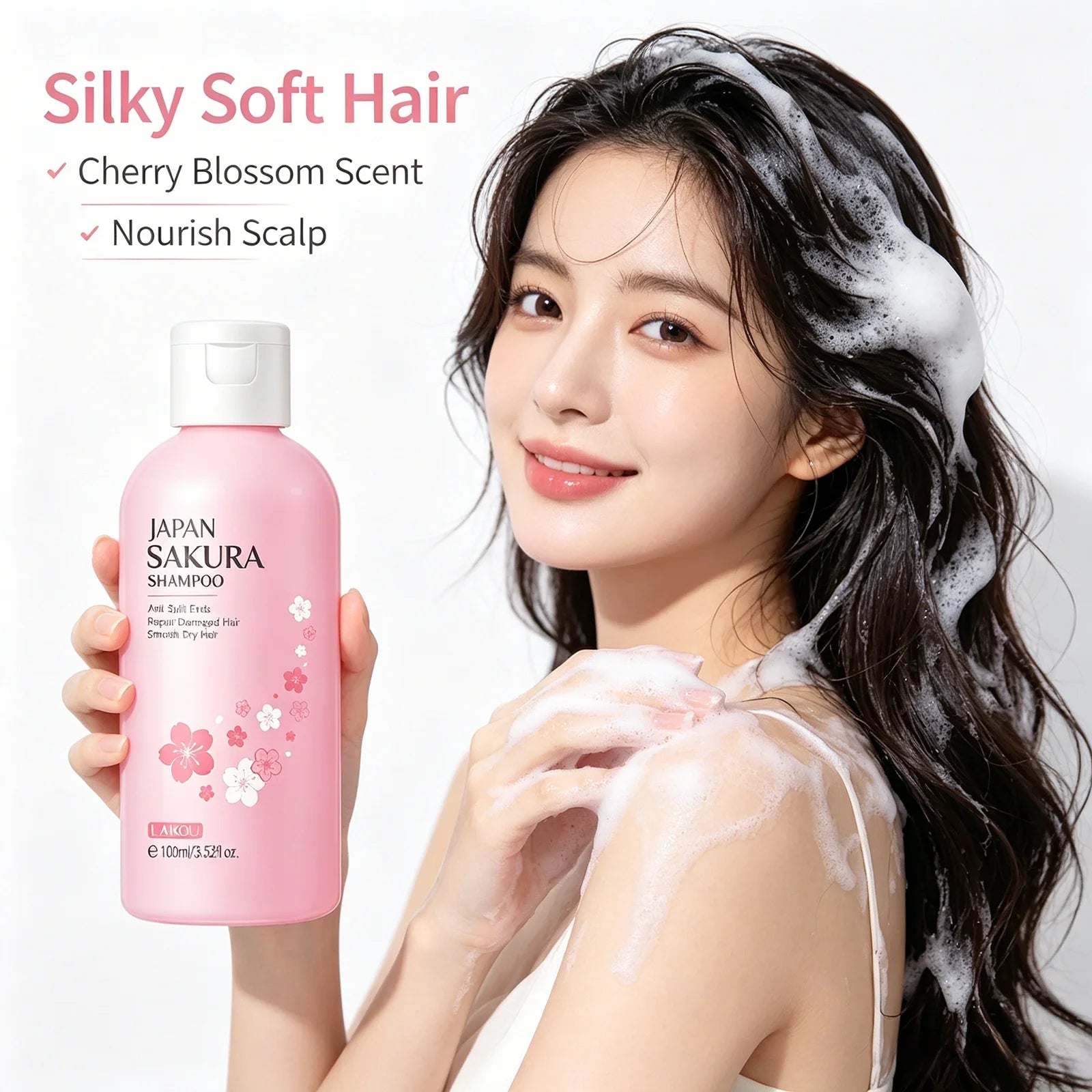 LAIKOU Japan Sakura Shampoo/Conditioner Repair Damaged Hair Moisturizing Nourishing Oil Control Hair Cleansing Care Peaceful Pleasures Health and Wellness