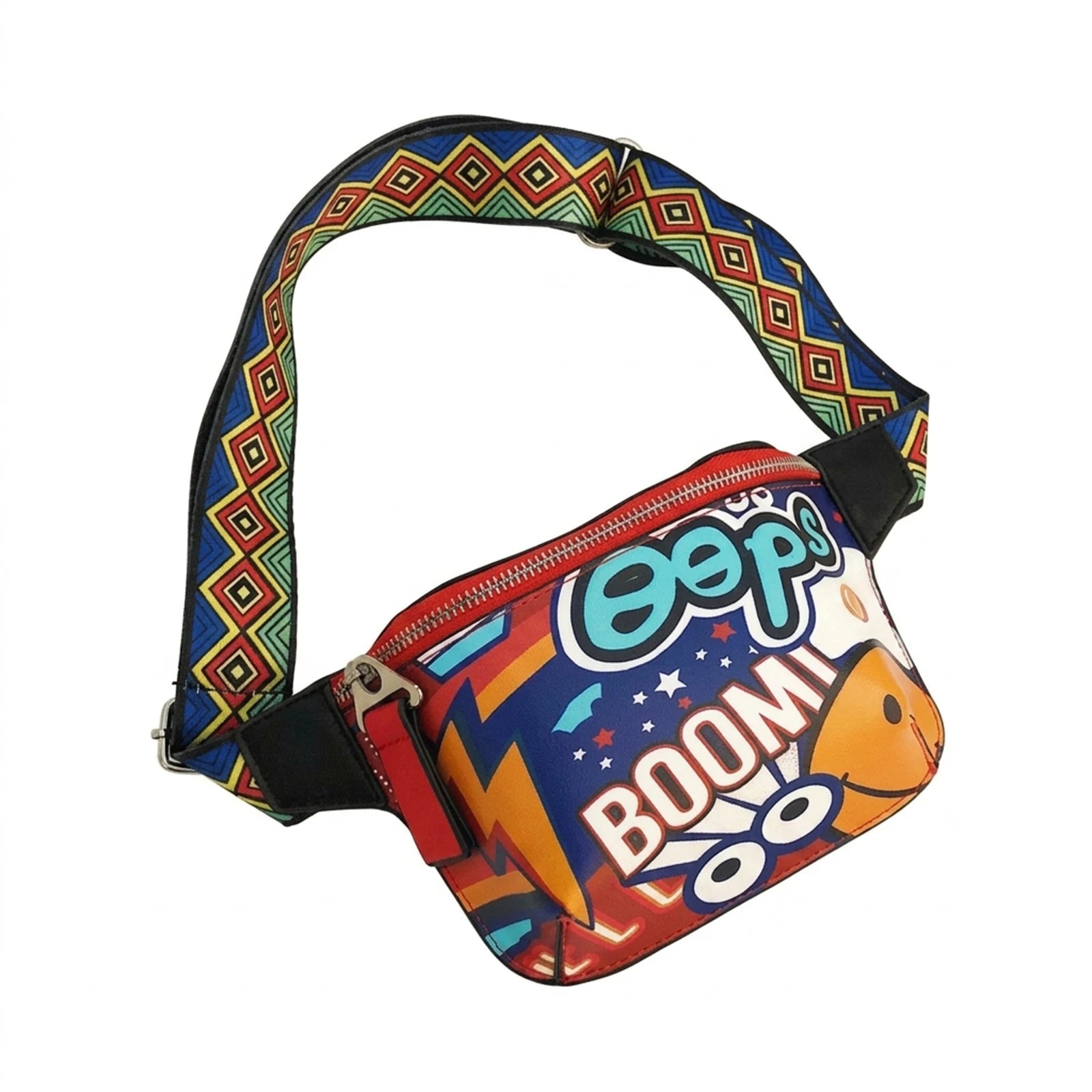 Korean Style Cartoon Crossbody Bag For Students With Adjustable Strap And Multi Pocket Design Peaceful Pleasures Health and Wellness Red