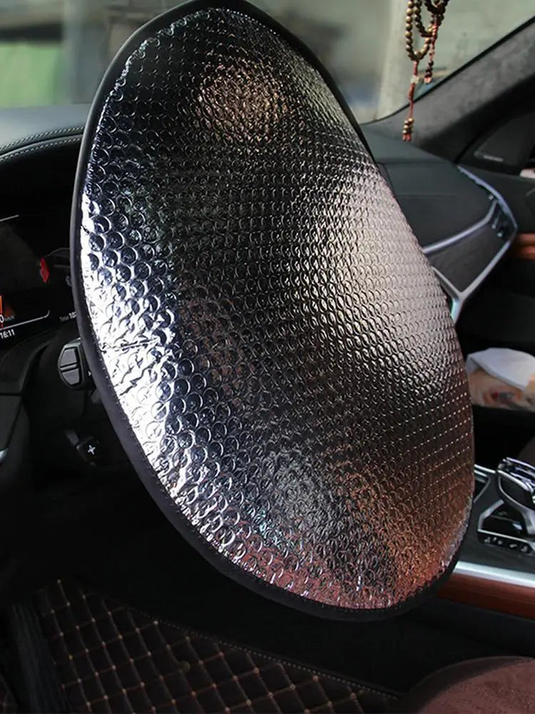 Car Sun Visor Auto Steering Wheel Sun Shade Steering Wheel Sun Block Aluminum Foil Reflector Car Interior Accessories Peaceful Pleasures Health and Wellness