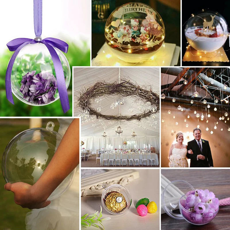 Fillable Clear Plastic Christmas Ornament Balls 4–10cm Baubles