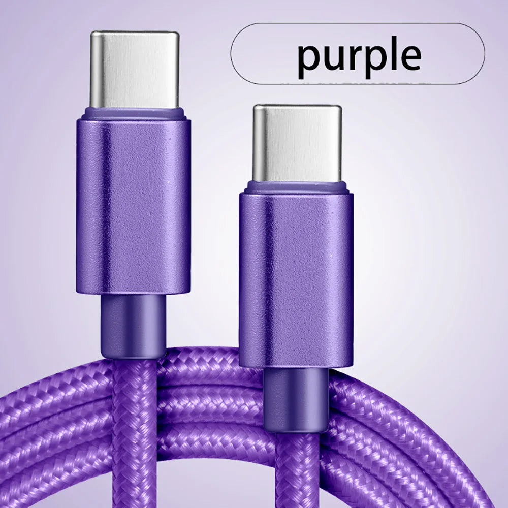 66W USB-C to USB-C Fast Charging Nylon Cable 1M 2M 3M