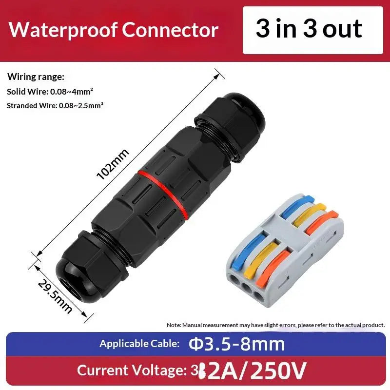 IP68 Waterproof Cable Connector 2-In 2-Out Quick Terminal Block