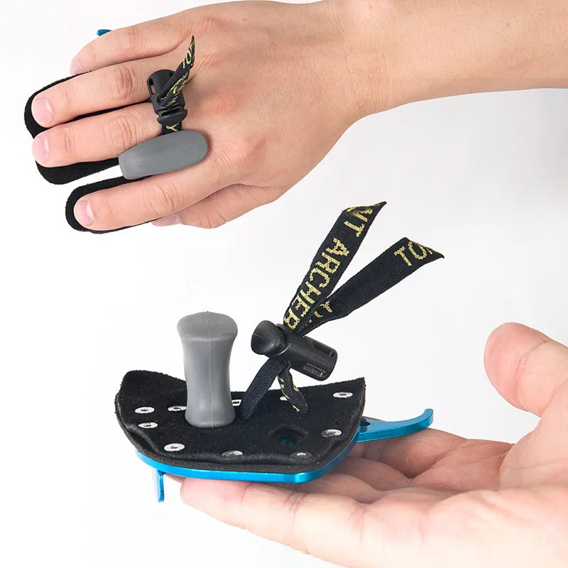 Leather Aluminum Archery Finger Guard Right Handed Reverse Bow