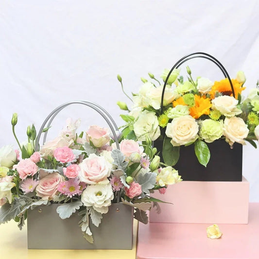 Flower Paper Box Bucket PVC Florist Packaging 22x11x10cm Wrapping Peaceful Pleasures Health and Wellness