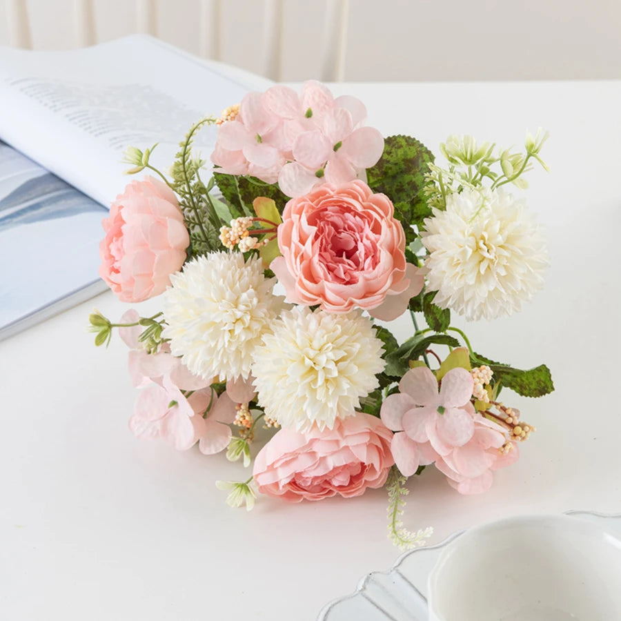 Silk Peony Artificial Flower Bouquet for Wedding & Home Decor