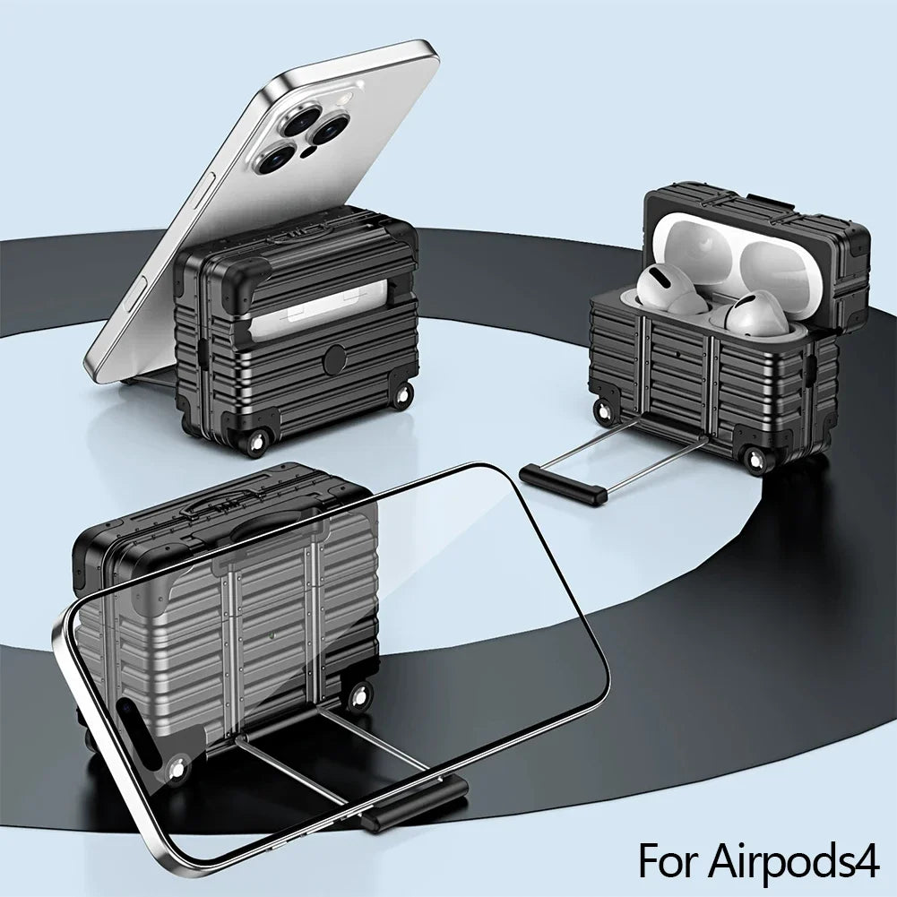 Mini Suitcase AirPods Case – Drop-Proof PC & TPU Cover