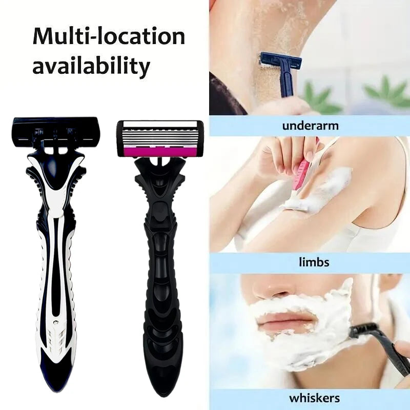Men's 6-Blade Reusable Razor with Replaceable Head