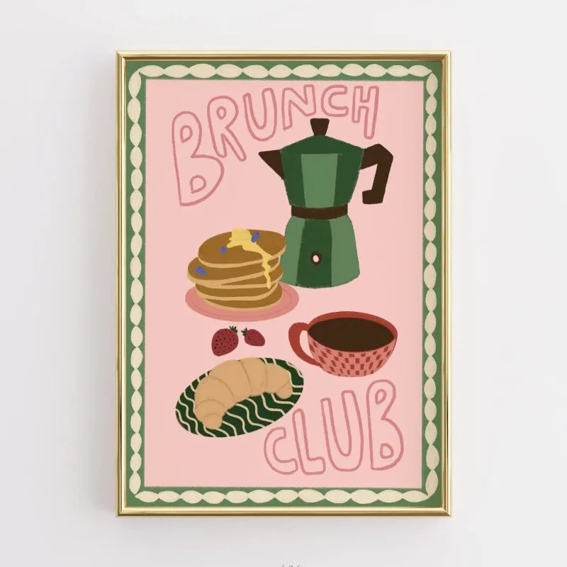 Funny Kitchen Coffee Quote Retro Canvas Wall Art Print