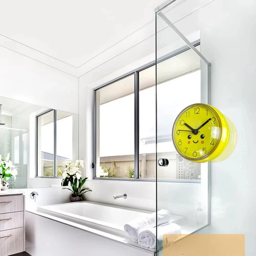 Mini 7cm Suction Cup Quartz Clock Anti Fog Waterproof Wall Clock for Kitchen Bathroom Home Decoration Peaceful Pleasures Health and Wellness