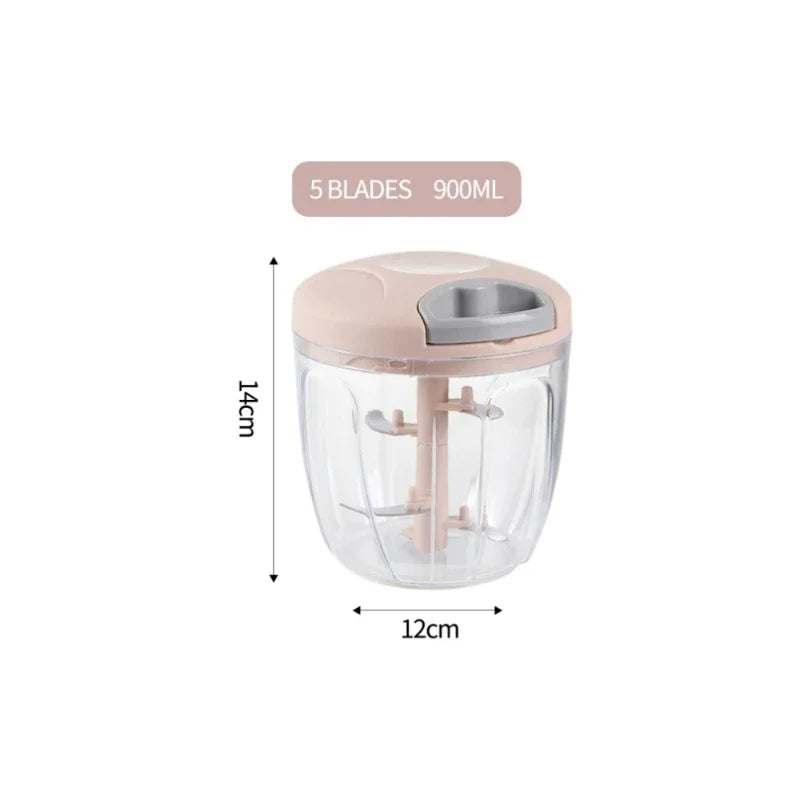 500ml/900ml Household Garlic Press Manual Meat Grinders 3/5Blades Hand-pulled Vegetable Chopper Kitchen Food Accessories Tools Peaceful Pleasures Health and Wellness