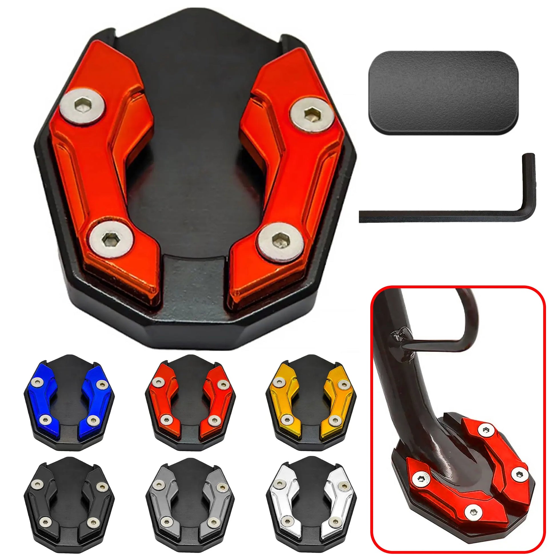 Motorcycle Side Stand Extension Kickstand foot Pad,Support Plate Helps Park Your Bike on Hot Pavement, Grass, Soft Ground Peaceful Pleasures Health and Wellness