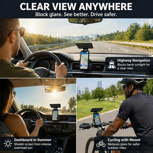 Foldable Cell Phone Sun Shade Visors Multi‑Angle Anti‑Glare Screen Hoods Car Navigation Fishing Live Stream Mobile Sun Shield Peaceful Pleasures Health and Wellness