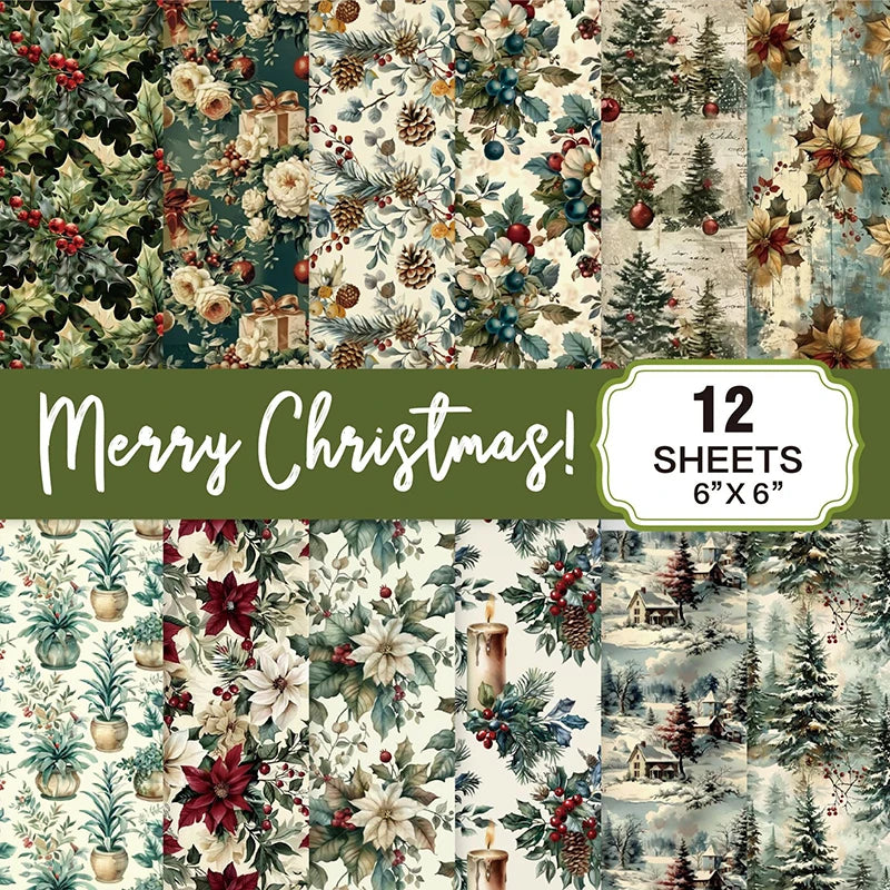 Christmas Scrapbook Paper Pad 6x6 | 12 Sheets 160gsm Acid-Free Scrapbook Paper Pad Peaceful Pleasures Health and Wellness A5