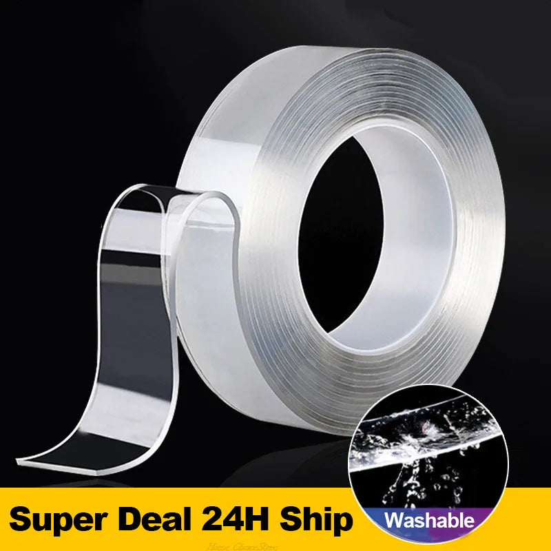 Nano Tape Double-Sided Adhesive Tape Super Strong Transparent Reusable Waterproof Washable Heat Resistant Home Office Wall Tape Peaceful Pleasures Health and Wellness