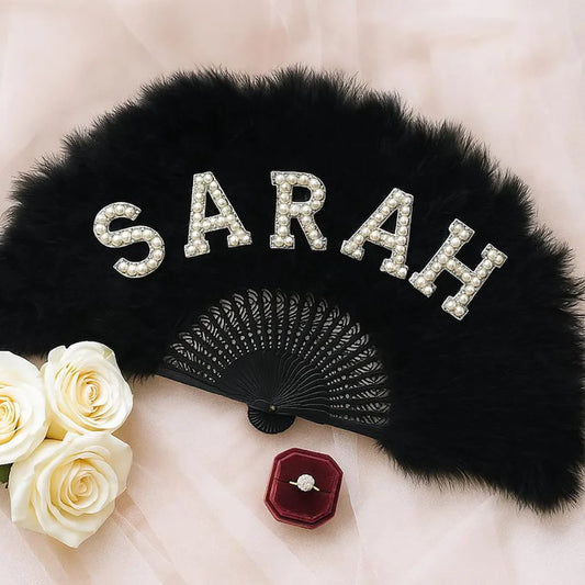 Custom Fluffy Bridal Fan | Vintage Boho Wedding Fan & Gift Bridal Wedding Fan Peaceful Pleasures Health and Wellness