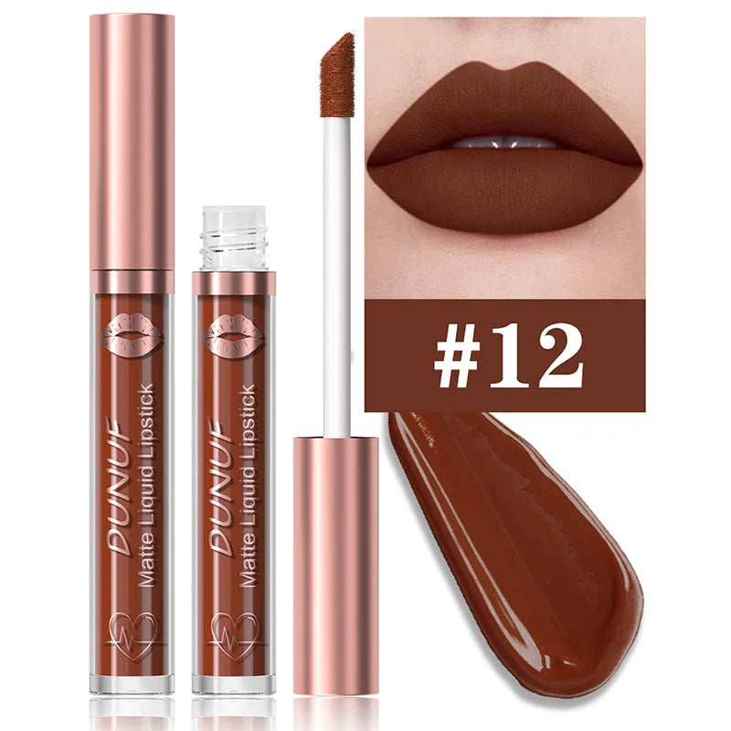 DUNUF 18-Color Matte Velvet Lipstick & Moisturizing Lip Gloss
