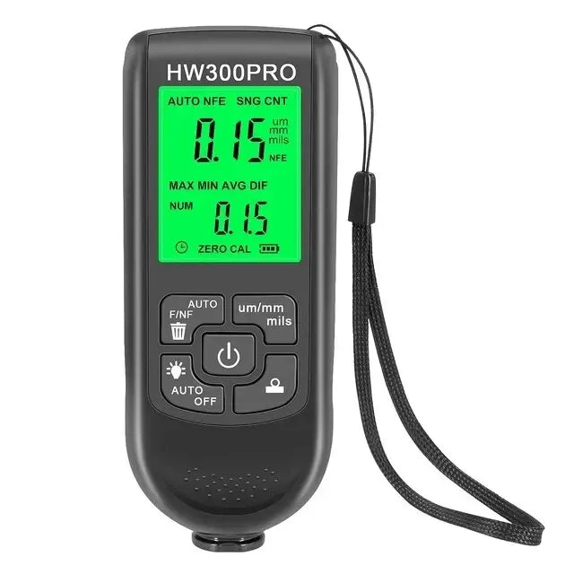 HW-300PRO Car Paint Film Automatic Thickness Gauge 0-2000UM Fe & NFe Coating Thickness Tester Manual Automotive Paint Tools Peaceful Pleasures Health and Wellness black