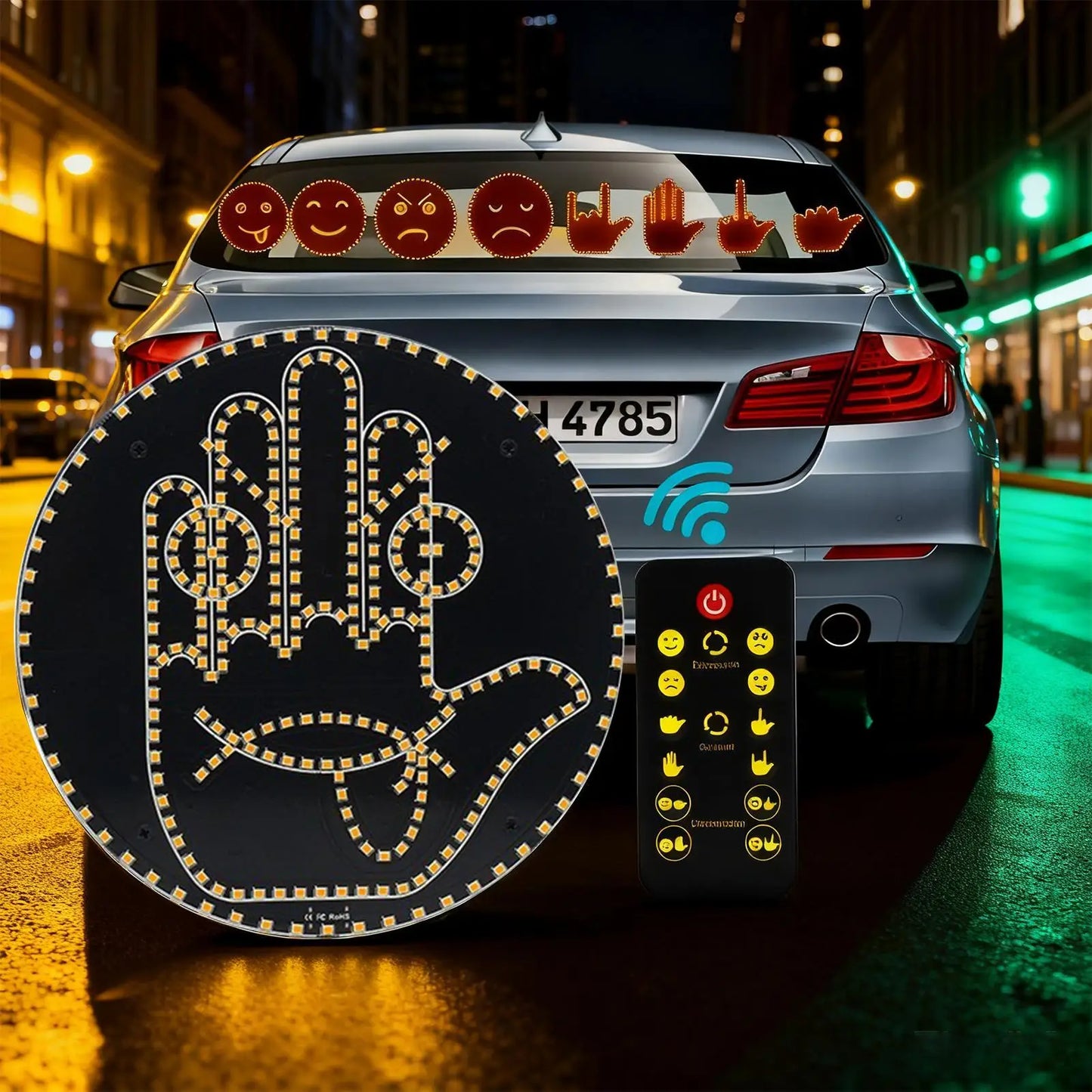 Car Hand Gesture LED Warning Light | Rear Windshield Signal Lamp