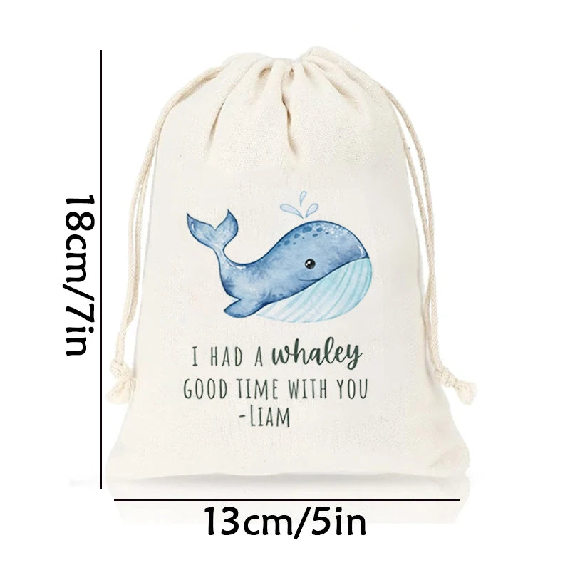 4/6/12pcs Personalized Whale Drawstring Bags Custom Gift for Kids Boys Girls Birthday Party Baby Showers Decoration Accessories Peaceful Pleasures Health and Wellness