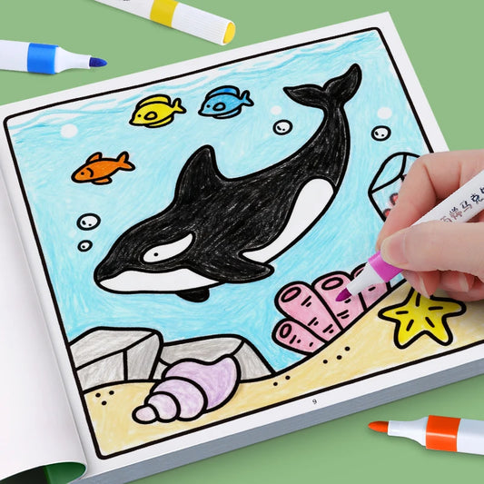Children's Painted Painting Book Ocean Scene Bold-easy Coloring Peaceful Pleasures Health and Wellness