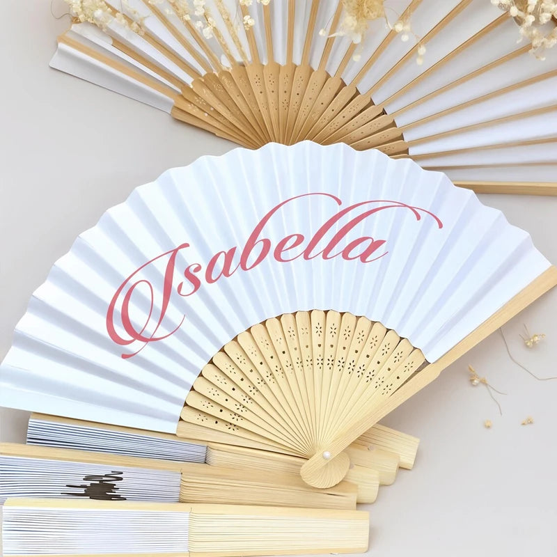 5-Pack Personalized Wood Folding Fans | Wedding & Bridal Favors