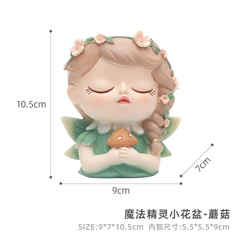 Girl Head Planter Cartoon Girl Statue Figurine Resin Creative Flowerpot for Living Room Indoor Outdoor Garden Tabletop Gifts Peaceful Pleasures Health and Wellness C