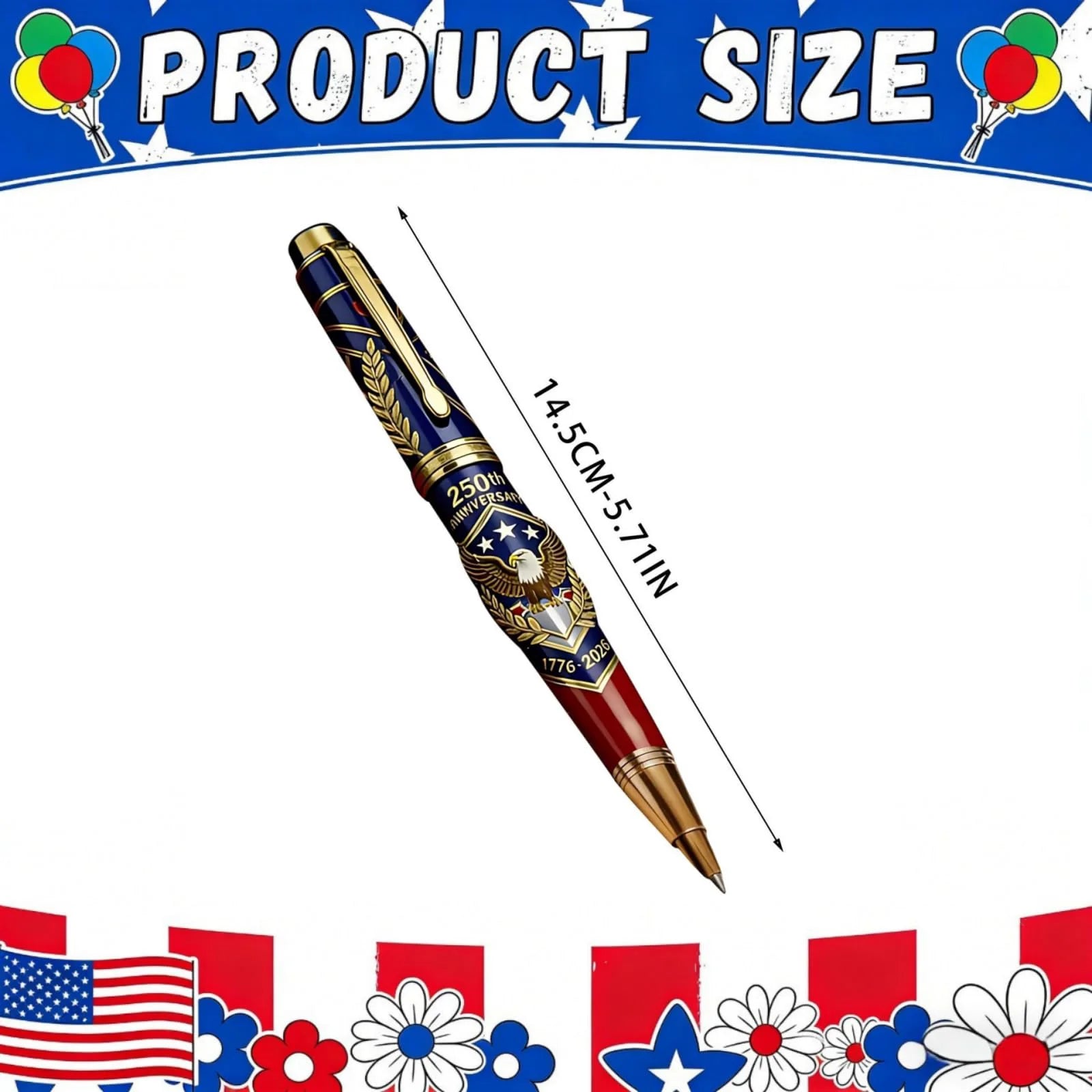 1-3PCS USA 250th Anniversary Souvenir Ballpoint Pen With Gift Box Limited Commemorative Writing Tool For Collectors 1776-2026 Peaceful Pleasures Health and Wellness