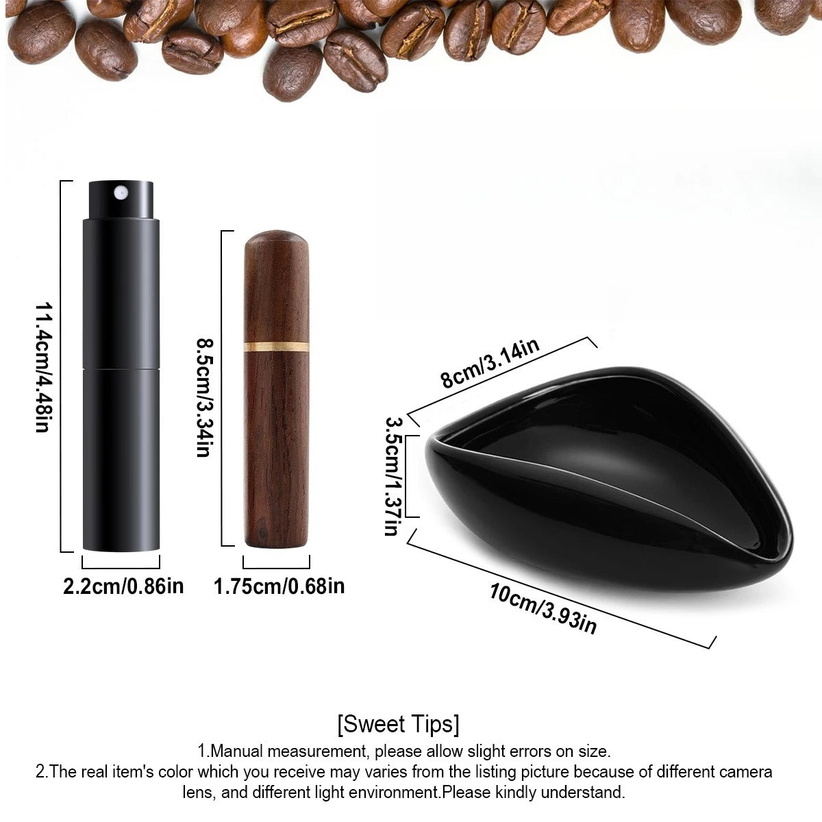 Leeseph Coffee Bean Dosing Cup, Spray Bottle, Coffee Stirrer Set, Ceramic Dosing Vessel Tray Kit, Coffee Lover Gift Peaceful Pleasures Health and Wellness