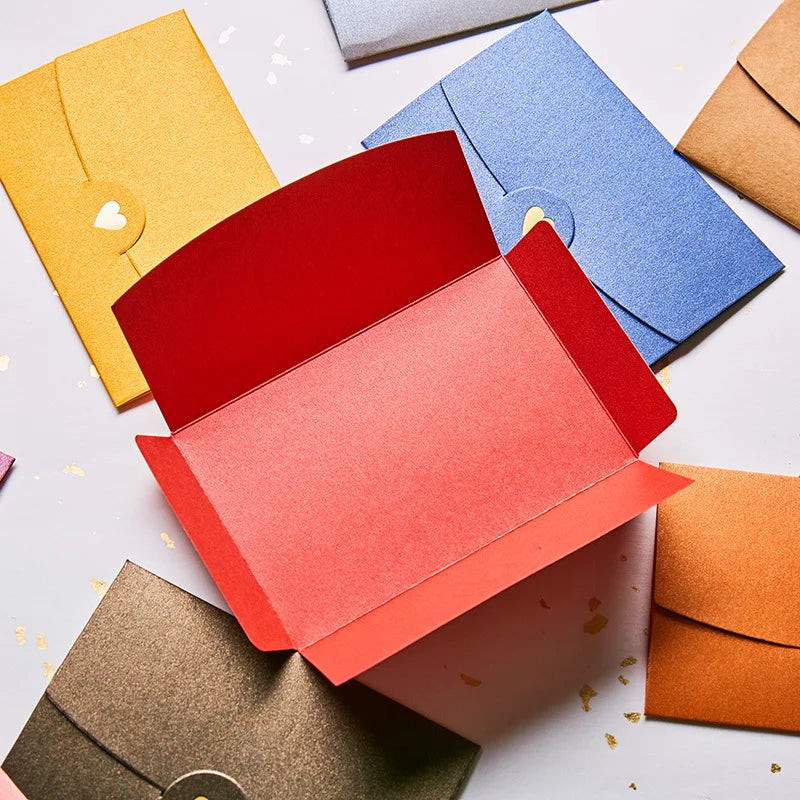 (20 pieces/lot) 10.5*7CM Small Greeting Card Name Card Envelope Hot Stamping Love Pearlescent Paper Mini Envelopes Peaceful Pleasures Health and Wellness