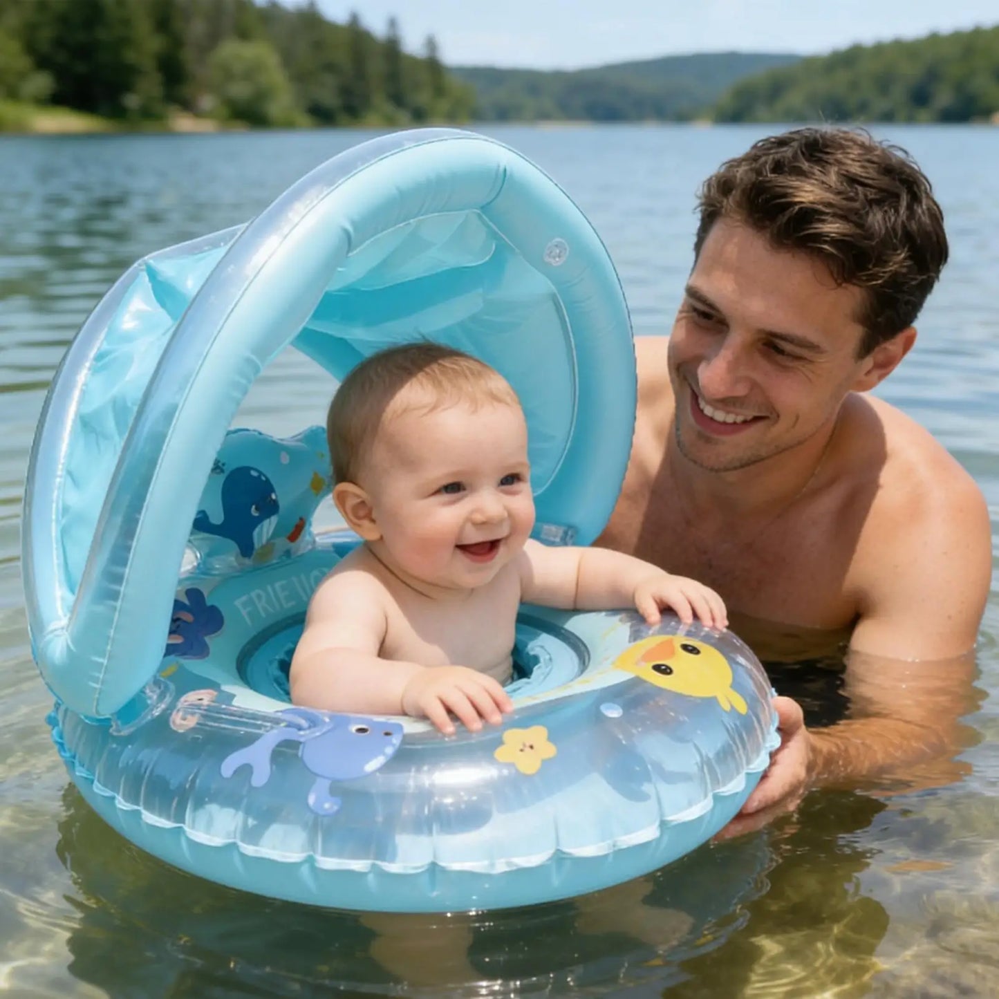 Inflatable Whale Swim Ring Portable Pool Float Swimming Toy for Kids, Beach Lake Outdoor Backyard Vacation Party Summer Peaceful Pleasures Health and Wellness