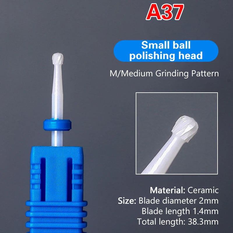 Ceramic Milling Cutter Nail Drill Bit Electric Manicure Pedicure Mill Bits Machine Files Nail Art Tools Equipment Peaceful Pleasures Health and Wellness A37