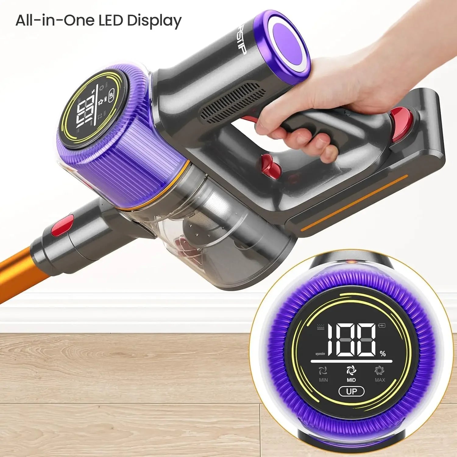 Powerful Cordless Vacuum Cleaner with 70 Min Runtime, Touchscreen & Anti-Tangle Brush for Home Floors and Pet Hair Peaceful Pleasures Health and Wellness