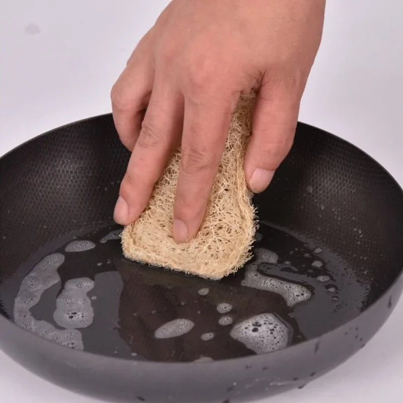 10PCS Loofah Dish Towel Does Not Hurt The Pan Sponge, Oil Stain Removing Cloth, Silk Gourd Pulp Pan Brush Peaceful Pleasures Health and Wellness