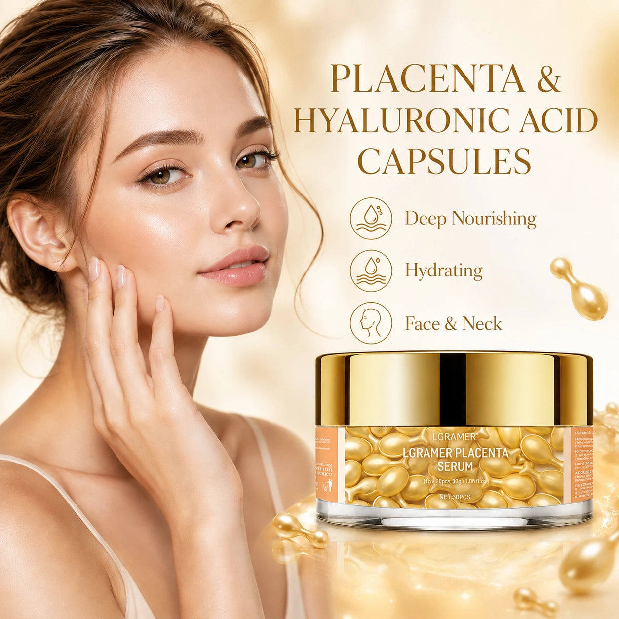 LGRAMER Vitamin E Serum Capsules – Moisturize & Brighten Skin