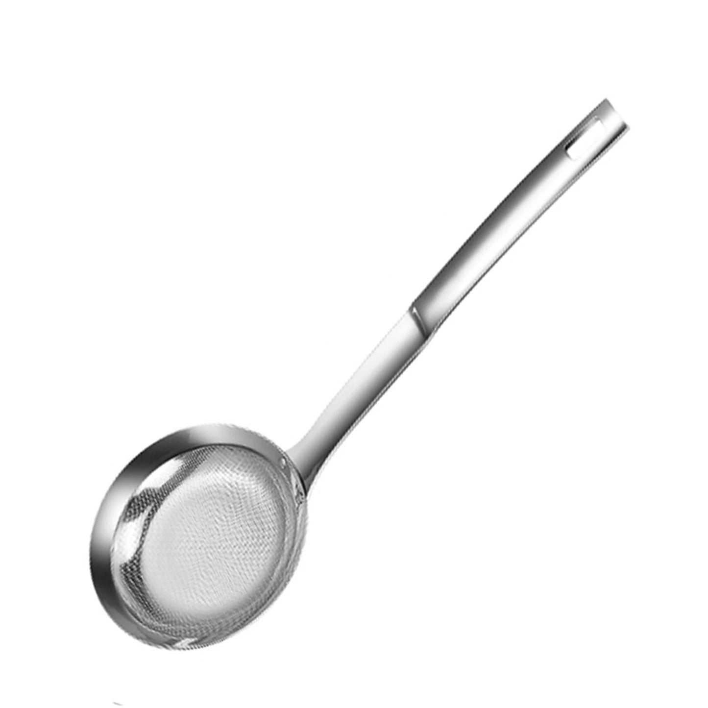 Stainless Steel Large Mesh Strainer With Long Handle Made Of Food Grade 304 Stainless Steel Anti-rust The Heat Resistant Handle Peaceful Pleasures Health and Wellness Medium