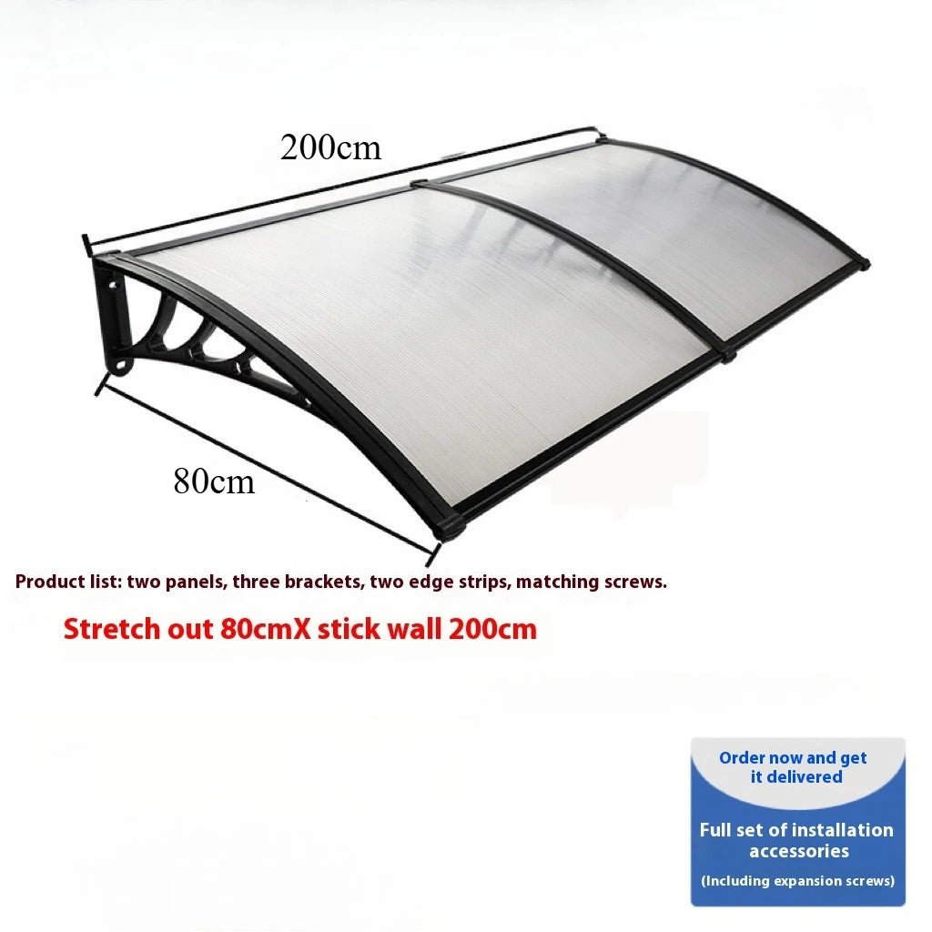 Good Clear Arched Polycarbonate Window Door Awning Shade Canopy Canopies Wall Mounted Roof Rain Shelter Front Door Peaceful Pleasures Health and Wellness Transparent 80 200