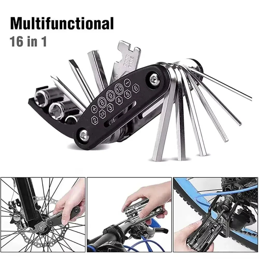 16-in-1 Bicycle Repair Tool Kit – Hex Wrench, Screwdriver & More